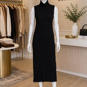 The Collective Women Sweater Dress Black Textured Mock Neck Sleeveless Small